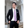 image:imageHISDERN Purple Ties Men Black Vest Stripe Silk Formal Tie with Pocket Square Cufflinks Set Solid Violet Necktie Handkerchief for Business Classic 34