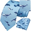 image:imageHISDERN Ties for Men Classic Animal Tie and Pocket Square Set Jacquard Woven Silk Neckties Handkerchief Wedding Party05blue Dolphin