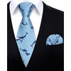 image:imageHISDERN Ties for Men Classic Animal Tie and Pocket Square Set Jacquard Woven Silk Neckties Handkerchief Wedding Party05blue Dolphin