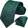 image:imageHISDERN Ties for Men Classic Green Woven Ties and Pocket Square Set Formal Business Paisley Necktie Handkerchief Elegant Wedding Party Mens Neckties