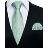 image:imageHISDERN Ties for Men Classic Green Woven Ties and Pocket Square Set Formal Business Paisley Necktie Handkerchief Elegant Wedding Party Mens Neckties