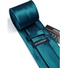 image:imageHISDERN Ties for Men Silk Extra Long Tie and Pocket Square Classic Plaid Checkered 63 inches Mens Neckties BusinessA3teals Blue