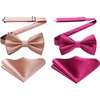 image:imageBow Ties for Men Pink Color Pre Tied Bow Tie and Pocket Square Classic Adjustable Rose Gold Bowties Handkerchief Set for Wedding Business Party