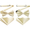 image:imageHISDERN Bow Ties for Men Champagne Solid Color Pretied Bow Tie and Pocket Square Set Classic Formal Tuxedo Stain Bowties for Wedding Party