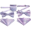 image:imageHISDERN Bow Ties for Men Light Purple Bow Tie Pretied Bow Ties and Pocket Square Set Formal Mens Floral Bowtie Classic Bowties for Wedding Party