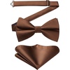 image:imageHISDERN Bow Ties for Men Solid Color PreTie Bow Tie and Pocket Square Set Classic Formal Tuxedo Bowties for Wedding PartyBrown