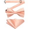 image:imageHISDERN Bow Ties for Men Solid Color PreTie Bow Tie and Pocket Square Set Classic Formal Tuxedo Bowties for Wedding PartyPeach Pink