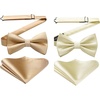 image:imageHISDERN Classic Champagne Pre Tied Bow Ties for Men Luxury Satin Champagne Gold Bow Tie Pocket Squares Set Tuxedo Wedding Business Prom