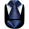 image:imageHISDERN Extra Long Ties for Men Classic Floral Tie and Pocket Square Elegant Silk Necktie Handkerchief Set Wedding PartyC22royal Blue