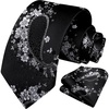 image:imageHISDERN Formal Floral Ties for Men and Pocket Square Set Mens Paisley Silk Tie for Wedding Party 34 x 59Floral Black