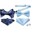 image:imageHISDERN Mens Bowties Floral Selftie and Pretied Bow Ties for Men Blue Bowtie with Handkerchief Set for Wedding Party