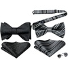 image:imageHISDERN Mens Bowties Floral Selftie and Stripe Pretied Bow Ties for Men Black Bowtie with Handkerchief Set for Wedding Party