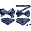 image:imageHISDERN Mens Bowties Floral Selftie and Striped Pretied Bow Ties for Men Navy Blue Bowtie with Handkerchief Set for Wedding Party