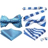 image:imageHISDERN Mens Bowties Polka Dot Selftie and Plaid Pretied Bow Ties for Men Light Blue Bowtie with Handkerchief Set for Wedding Party