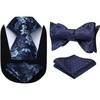 image:imageHISDERN Mens Floral Tie Set and Bow Tie Set Handkerchief Jacquard Woven Classic Mens Necktie amp Pocket Square Set