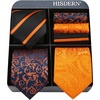 image:imageHISDERN Mens Ties Extra Long Tie and Pocket Square Set 63 Inch XL Tie Pack Collection Present Box Necktie Lot 3 PCSOrange Paisley  Stripe