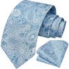 image:imageHISDERN Mens Ties Paisley Tie and Pocket Square Woven Classic Floral Mens Necktie Handkerchief Set for Wedding PartyA12blue