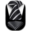 image:imageHISDERN Mens Ties Stripe Plaid Tie with Pocket Square Set Classic Woven Silk Necktie Handkerchief for Men Formal BusinessA02 Black