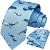 image:imageHISDERN Ties for Men Classic Animal Tie and Pocket Square Set Jacquard Woven Silk Neckties Handkerchief Wedding Party05blue Dolphin