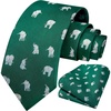 image:imageHISDERN Ties for Men Classic Animal Tie and Pocket Square Set Jacquard Woven Silk Neckties Handkerchief Wedding Party05green Elephant