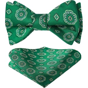 image:imageHISDERN Bow Ties for Men SelfTie Plaid Checked Bowties and Pocket Square Set Stripe Formal Tuxedo Bowtie Wedding PartyGreen