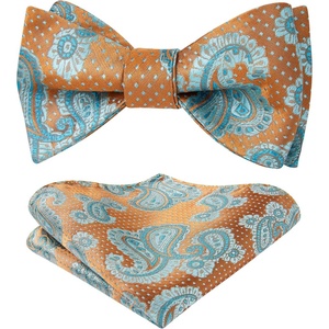image:imageHISDERN Bow Ties for Men SelfTie Plaid Checked Bowties and Pocket Square Set Stripe Formal Tuxedo Bowtie Wedding PartyOrangeBlue