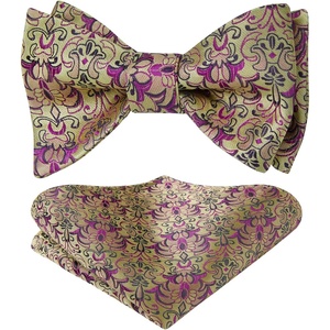 image:imageHISDERN Bow Ties for Men SelfTie Plaid Checked Bowties and Pocket Square Set Stripe Formal Tuxedo Bowtie Wedding PartyPink
