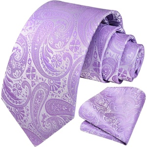 image:imageHISDERN Extra Long Ties for Men Classic Floral Tie and Pocket Square Elegant Silk Necktie Handkerchief Set Wedding PartyC21purple