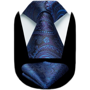image:imageHISDERN Extra Long Ties for Men Classic Floral Tie and Pocket Square Elegant Silk Necktie Handkerchief Set Wedding PartyC22royal Blue