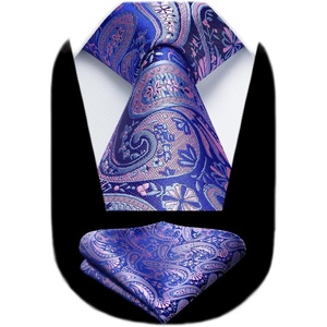 image:imageHISDERN Extra Long Ties for Men Classic Floral Tie and Pocket Square Elegant Silk Necktie Handkerchief Set Wedding PartyC23blue