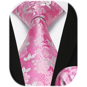 image:imageHISDERN Formal Floral Ties for Men and Pocket Square Set Mens Paisley Silk Tie for Wedding Party 34 x 59Pink Floral8