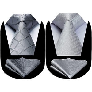 image:imageHISDERN Grey and Silver Ties for Men Wedding Business Formal