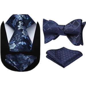image:imageHISDERN Mens Floral Tie Set and Bow Tie Set Handkerchief Jacquard Woven Classic Mens Necktie amp Pocket Square Set