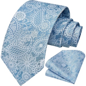 image:imageHISDERN Mens Ties Paisley Tie and Pocket Square Woven Classic Floral Mens Necktie Handkerchief Set for Wedding PartyA12blue
