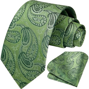 image:imageHISDERN Mens Ties Paisley Tie and Pocket Square Woven Classic Floral Mens Necktie Handkerchief Set for Wedding PartyA16dark Green