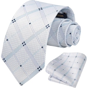 image:imageHISDERN Mens Ties Paisley Tie and Pocket Square Woven Classic Floral Mens Necktie Handkerchief Set for Wedding PartyWhite