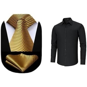 image:imageHISDERN Mens Ties Plaid Tie Men Oxford Business Casual Formal Collared Shirt