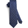 image:imageHISDERN Plaid Checkered Tie Handkerchief Woven Classic Formal Mens Necktie amp Pocket Square SetA1navy Blue