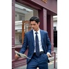 image:imageHISDERN Plaid Checkered Tie Handkerchief Woven Classic Formal Mens Necktie amp Pocket Square SetA1navy Blue