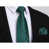 image:imageHISDERN Plaid Checkered Tie Handkerchief Woven Classic Formal Mens Necktie amp Pocket Square SetA3green