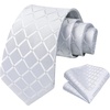 image:imageHISDERN Plaid Checkered Tie Handkerchief Woven Classic Formal Mens Necktie amp Pocket Square SetA5white
