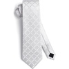 image:imageHISDERN Plaid Checkered Tie Handkerchief Woven Classic Formal Mens Necktie amp Pocket Square SetA5white