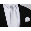image:imageHISDERN Plaid Checkered Tie Handkerchief Woven Classic Formal Mens Necktie amp Pocket Square SetA5white
