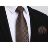 image:imageHISDERN Plaid Checkered Tie Handkerchief Woven Classic Formal Mens Necktie amp Pocket Square SetA6brown