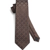 image:imageHISDERN Plaid Checkered Tie Handkerchief Woven Classic Formal Mens Necktie amp Pocket Square SetA6brown