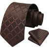 image:imageHISDERN Plaid Checkered Tie Handkerchief Woven Classic Formal Mens Necktie amp Pocket Square SetA6brown