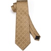 image:imageHISDERN Plaid Checkered Tie Handkerchief Woven Classic Formal Mens Necktie amp Pocket Square SetA6tan