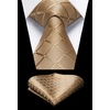 image:imageHISDERN Plaid Checkered Tie Handkerchief Woven Classic Formal Mens Necktie amp Pocket Square SetA6tan