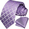 image:imageHISDERN Plaid Checkered Tie Handkerchief Woven Classic Formal Mens Necktie amp Pocket Square SetA7lavender