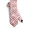 image:imageHISDERN Plaid Checkered Tie Handkerchief Woven Classic Formal Mens Necktie amp Pocket Square SetA7pink